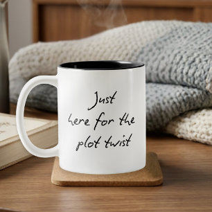 Caneca De Café Em Dois Tons Citação Divertida Para Amantes de Livros Preto e B