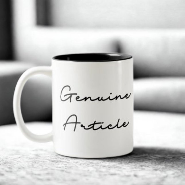 Caneca De Café Em Dois Tons Citação do Artigo Genuíno (Criador carregado)