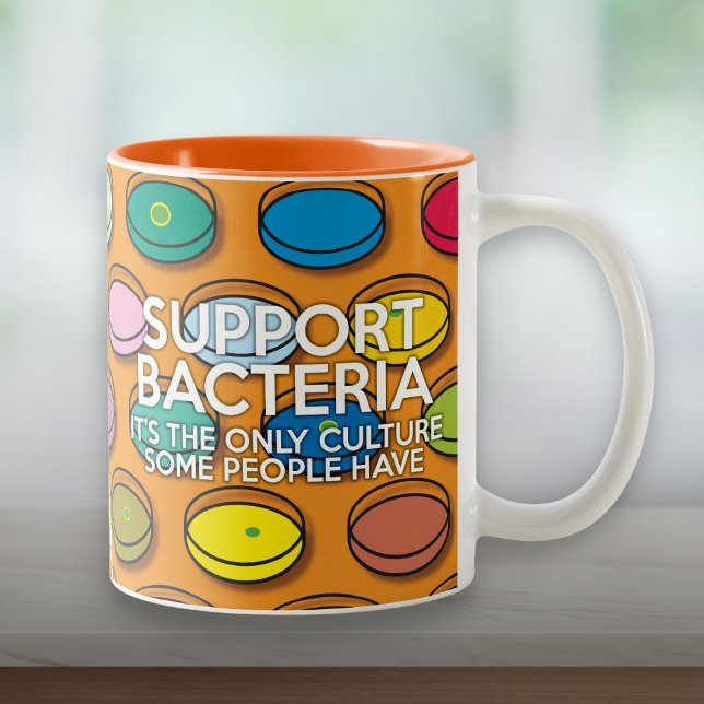 CANECA DE CAFÉ EM DOIS TONS CITAÇÃO ENGRAÇADA DE APOIO ÀS BACTÉRIAS (SUPPORT BACTERIA Funny Quote Two-Tone Coffee Mug)