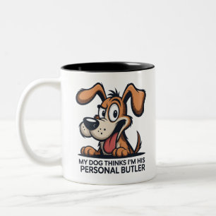 Caneca De Café Em Dois Tons Citação engraçada de cachorro mordomo desenho anim