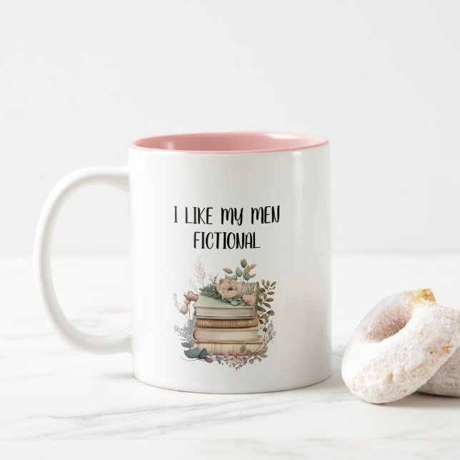 Caneca De Café Em Dois Tons Citação Engraçada e Bonita para Amantes de Livros (Com Donut)