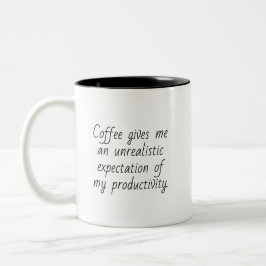 Caneca De Café Em Dois Tons Citação Humorística de Produtividade no Trabalho c