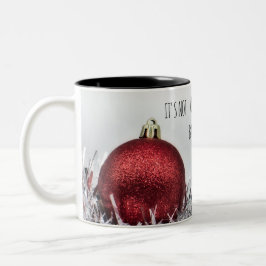 Caneca De Café Em Dois Tons Citação inspiradora com bola de Natal em brilho ve