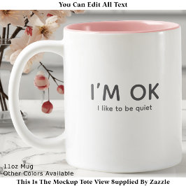 Caneca De Café Em Dois Tons Citação Minimalista Moderna de Paz e Silêncio ou I