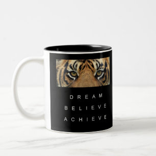 Caneca De Café Em Dois Tons Citação Motivacional Do Olho De Tigre Preto E Bran