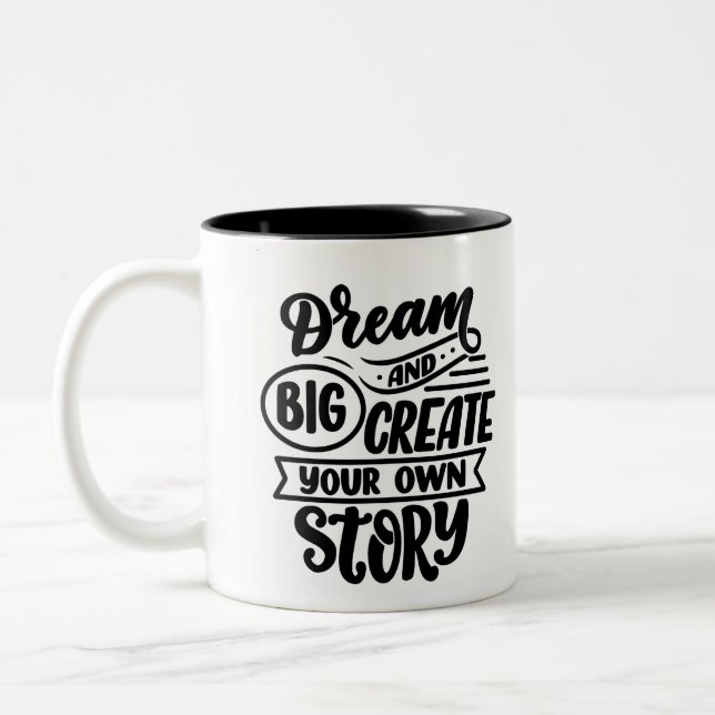 Caneca De Café Em Dois Tons Citação motivacional para inspirar e motivar (Esquerda)