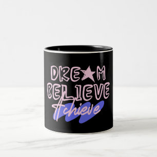 Caneca De Café Em Dois Tons Citação Motivacional Sonhe Acredite Alcance