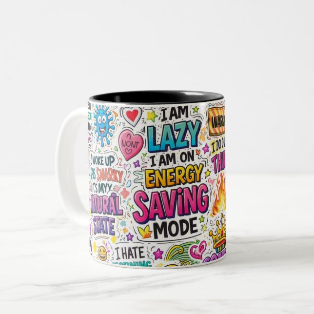 Caneca De Café Em Dois Tons Citação sarcástica engraçada (Frente Esquerda)