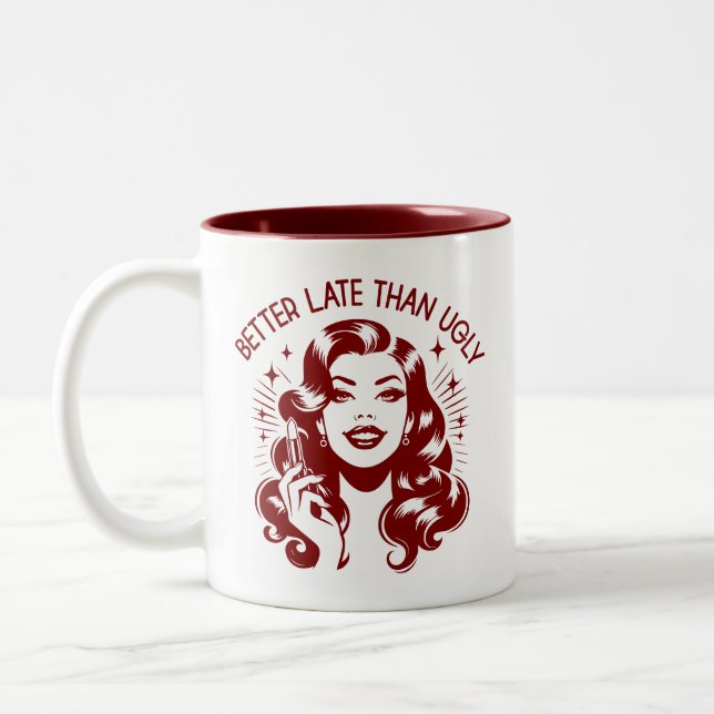 Caneca De Café Em Dois Tons Citação Sarcástica Engraçada da Glam Girl dos anos (Esquerda)