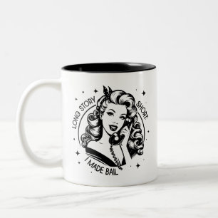 Caneca De Café Em Dois Tons Citação Sarcástica Engraçada da Glam Girl dos anos
