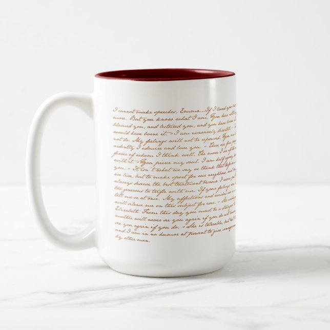 Caneca De Café Em Dois Tons Citações de Jane Austen P&P (Esquerda)