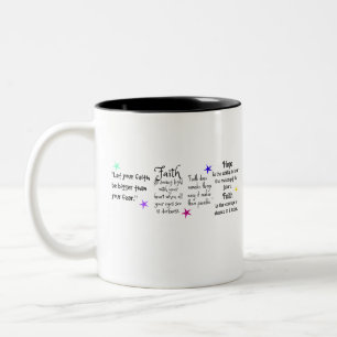 Caneca De Café Em Dois Tons Citações inspiradoras sobre fé e esperança