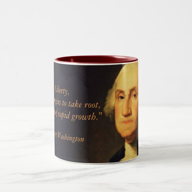 Caneca De Café Em Dois Tons Citações "liberdade " de George Washington (Centro)