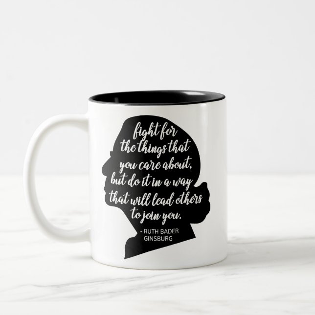 Caneca De Café Em Dois Tons Citações RBG, citação de Ginsburg, Ruth Bader Gins (Esquerda)