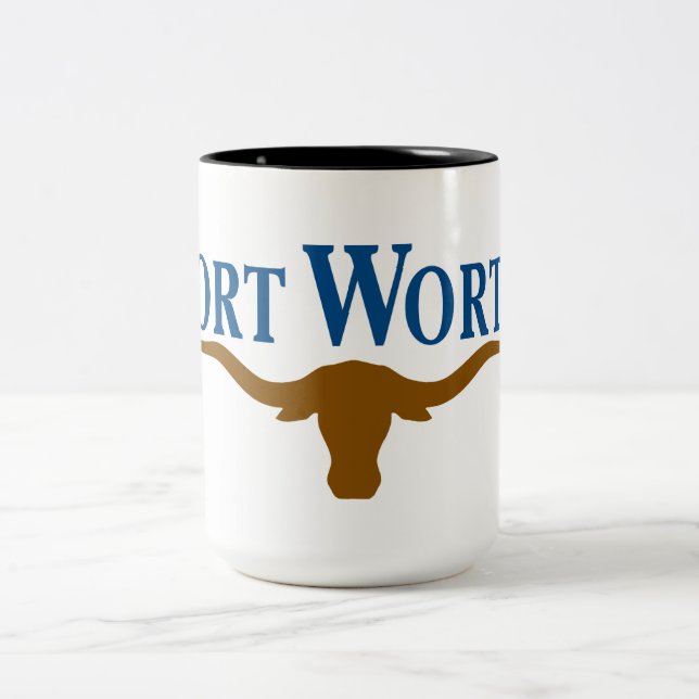 Caneca De Café Em Dois Tons City Flag of Fort Worth (Texas) (Centro)