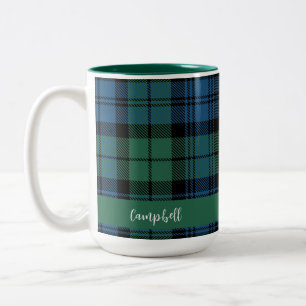 Caneca De Café Em Dois Tons Clã Personalizado de Script xadrez Campbell Tartan