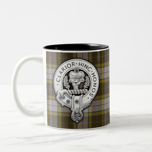 Caneca De Café Em Dois Tons Clan Buchanan Crest & Dress Tartan (Esquerda)