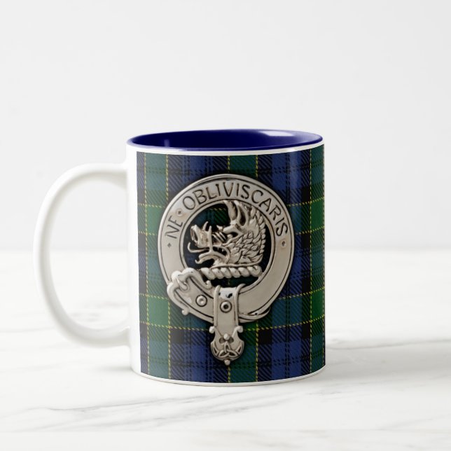 Caneca De Café Em Dois Tons Clan Campbell Crest & Breadalbane Tartan (Esquerda)