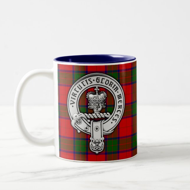 Caneca De Café Em Dois Tons Clan Donnachaidh (Robertson) Crest & Tartan (Esquerda)