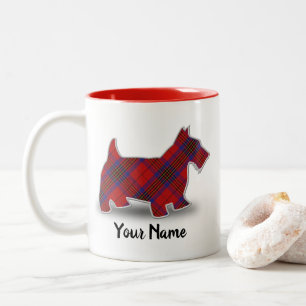 Caneca De Café Em Dois Tons Clan Leslie Red Tartan Scottish Terrier