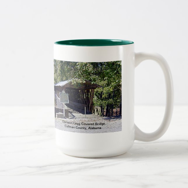Caneca De Café Em Dois Tons Clarkson Covered Bridge Alabama (Direita)
