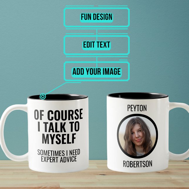 Caneca De Café Em Dois Tons Claro Que Falo Engraçado (Do you have a friend who constantly talks to him or herself? Here is the perfect funny gift.)