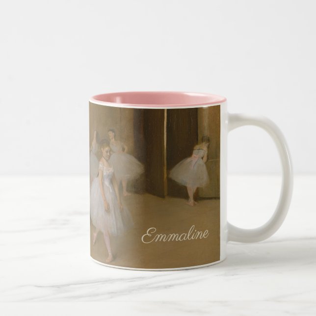 Caneca De Café Em Dois Tons Classe de balé | Edgar Degas | Dança Personalizada (Direita)