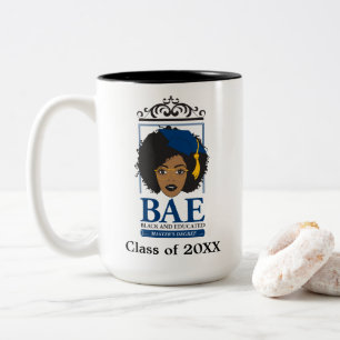 Caneca De Café Em Dois Tons Classe Personalizada de Mestrado Preto e Educado