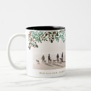 Caneca De Café Em Dois Tons Clássica Elegância Natal Férias Duas Fotos