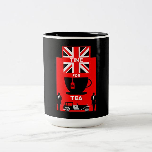 Caneca De Café Em Dois Tons Clássico - Drinkers de chá britânico (Centro)