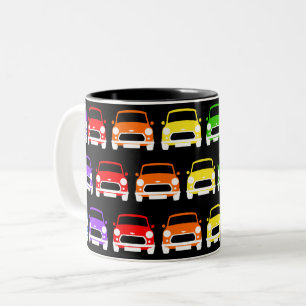 Caneca De Café Em Dois Tons Clássico Vintage Mini Cooper Rainbow