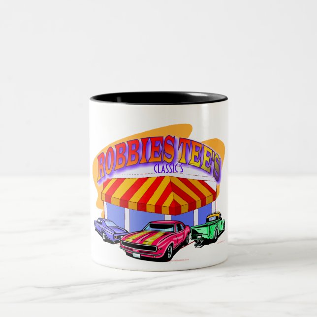 Caneca De Café Em Dois Tons Clássicos das camisetas de Robbies (Centro)
