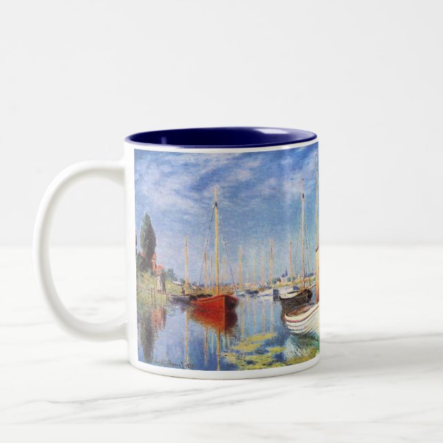 Caneca De Café Em Dois Tons Claude Monet: Barcos de prazer em Argenteuil (Esquerda)