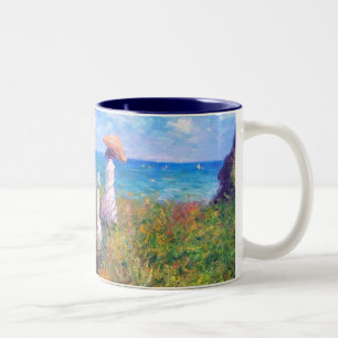Caneca De Café Em Dois Tons Claude Monet: Caminhada do penhasco em Pourville
