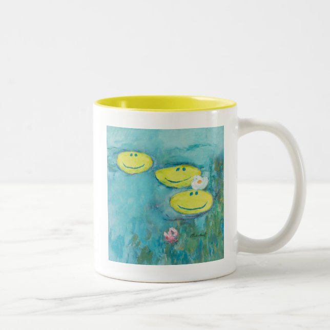 Caneca De Café Em Dois Tons Claude Monet Happy Faces (Direita)