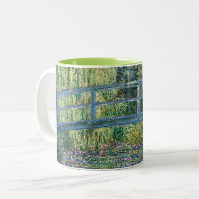Caneca De Café Em Dois Tons Claude Monet - Lagoa de Água Lily, Harmonia Verde (Frente Esquerda)
