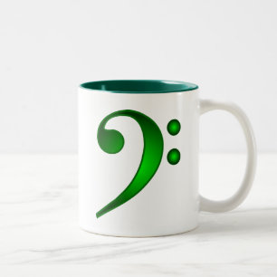 Caneca De Café Em Dois Tons Clef baixo verde metálico