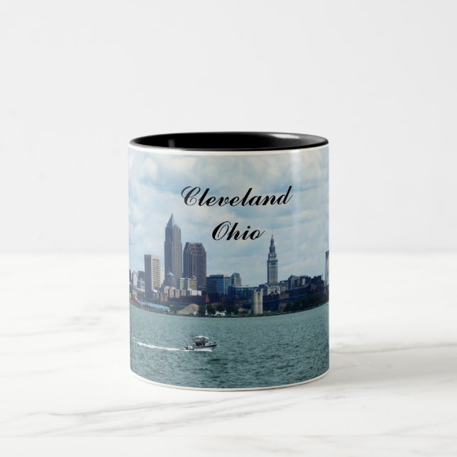 Caneca De Café Em Dois Tons CLEVELAND DE LAKE ERIE mug (Centro)