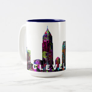 Caneca De Café Em Dois Tons Cleveland, Ohio em grafite