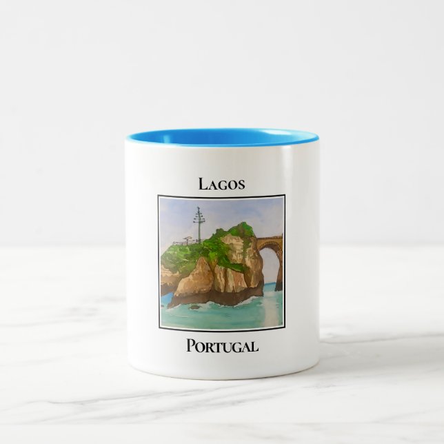 Caneca De Café Em Dois Tons Cliff de Lagos Beaches, Portugal (Centro)