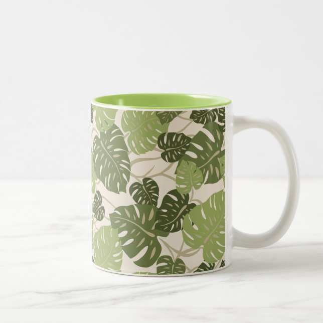 Caneca De Café Em Dois Tons Cliff Hanger Havaiana Monstera Leaf (Direita)