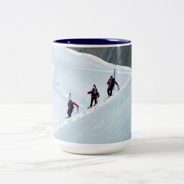 Caneca De Café Em Dois Tons Climbers, Mont Blanc, França (Centro)