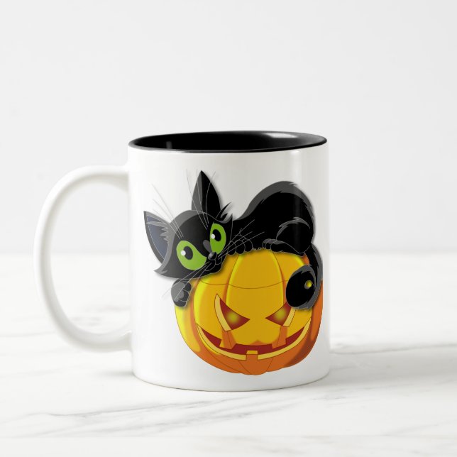 Caneca De Café Em Dois Tons Clipe de Gato Negro (Esquerda)