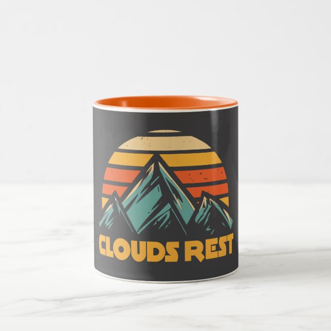 Caneca De Café Em Dois Tons Clouds Rest Mountain Yosemite Retro Turquoise (Centro)