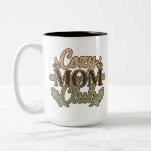 Caneca De Café Em Dois Tons Clube da Mamãe Aconchegante Design Retro Amante de