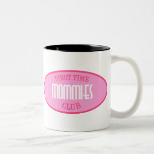 Caneca De Café Em Dois Tons Clube das mamãs da primeira vez (rosa)