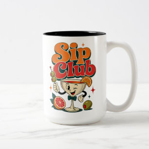Caneca De Café Em Dois Tons Clube de Bebidas Cocktail Retro