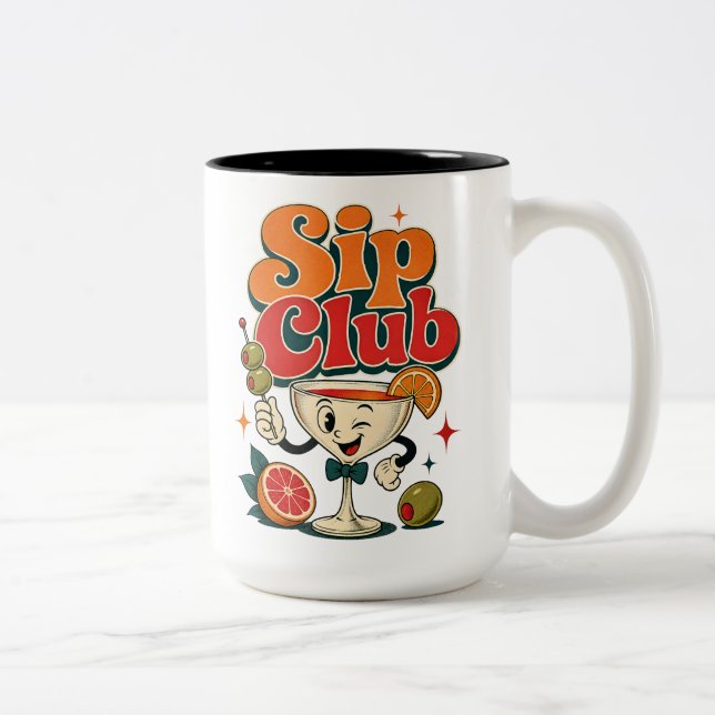 Caneca De Café Em Dois Tons Clube de Bebidas Cocktail Retro (Direita)