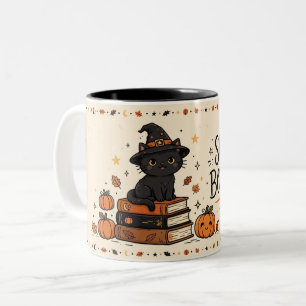Caneca De Café Em Dois Tons Clube de Leitura Assustador Gato Preto