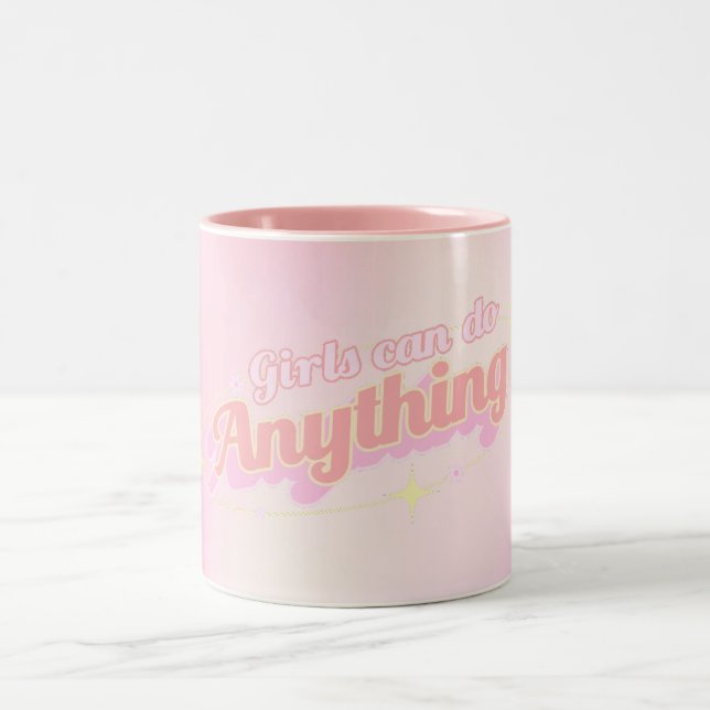 Caneca De Café Em Dois Tons Clube de Meninas Empoderadas: Meninas Podem Fazer  (Centro)